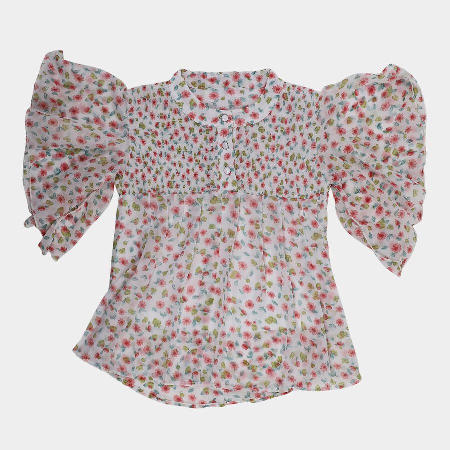 Girls' Off-White Round Neck Graphic Printed T-Shirt, Off White, large