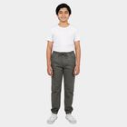 Boys' Dark Grey Regular Fit Solid Jogger Trousers, गहरा ग्रे, small