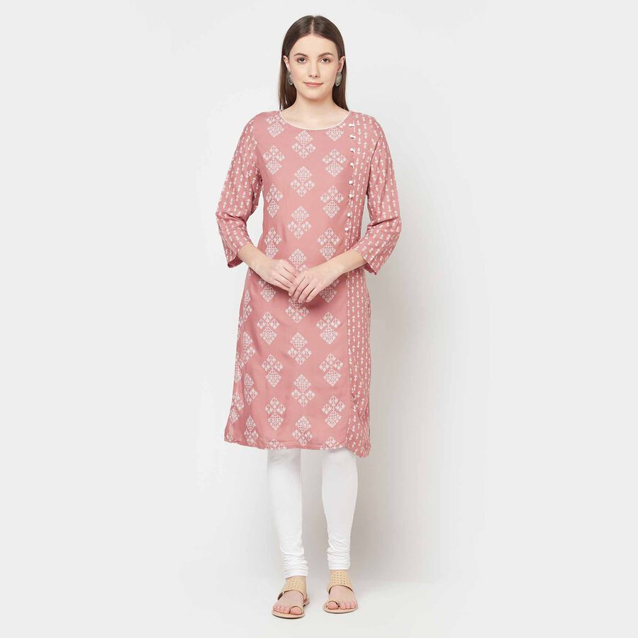 3/4Th Sleeves Straight Kurta, Purple, large image number null