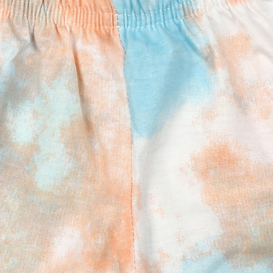 Boys' White Relaxed Fit Tie-Dye Bermuda Shorts, सफ़ेद, large