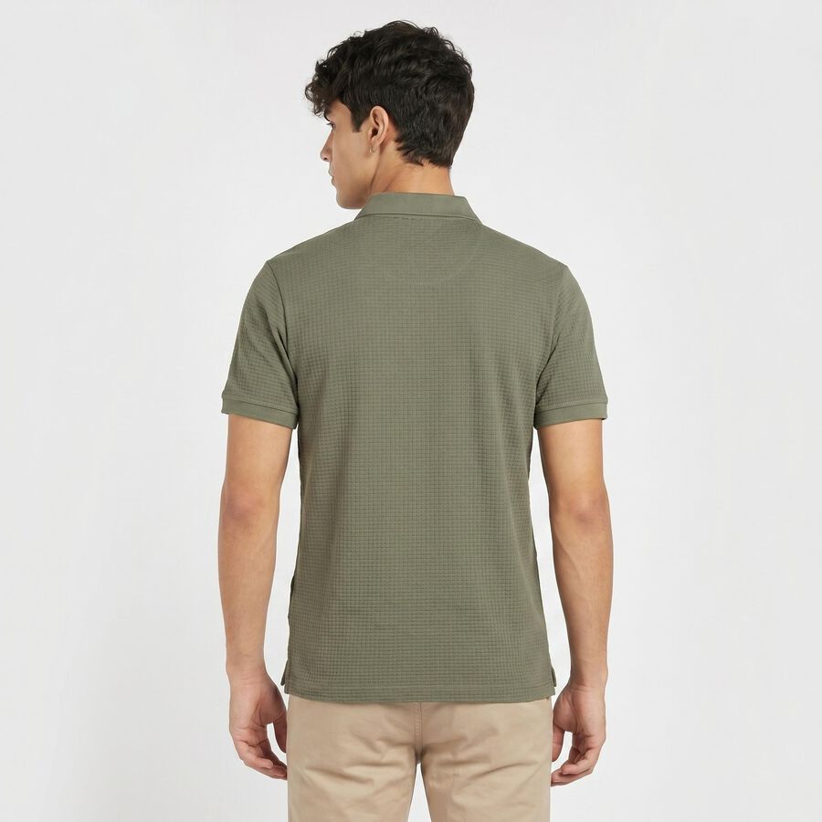 Men's Olive Green Polo Neck Solid Polo T-Shirt, Olive, large