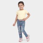 Girls' Light Blue Slim Fit Embroidered Jeans, मध्यम नीला, small