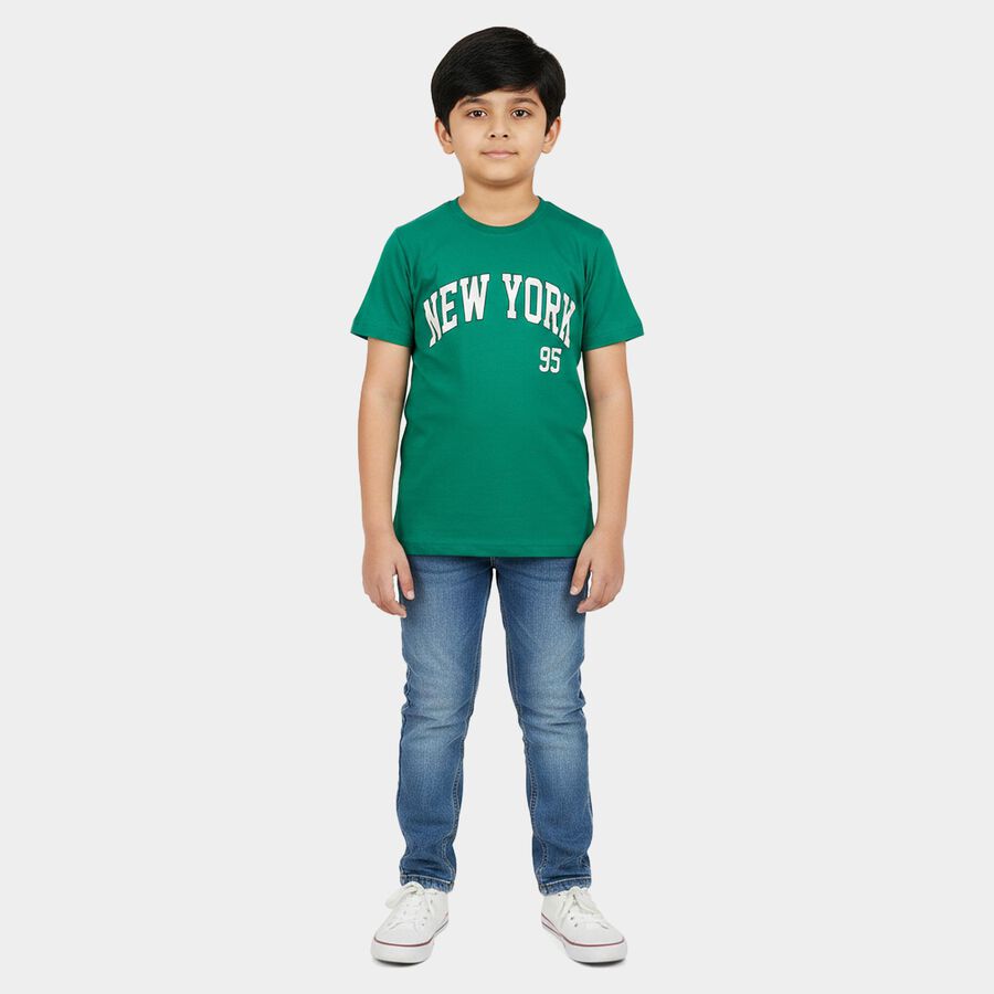 Boys' Half Sleeves T-Shirt, Dark Green, large