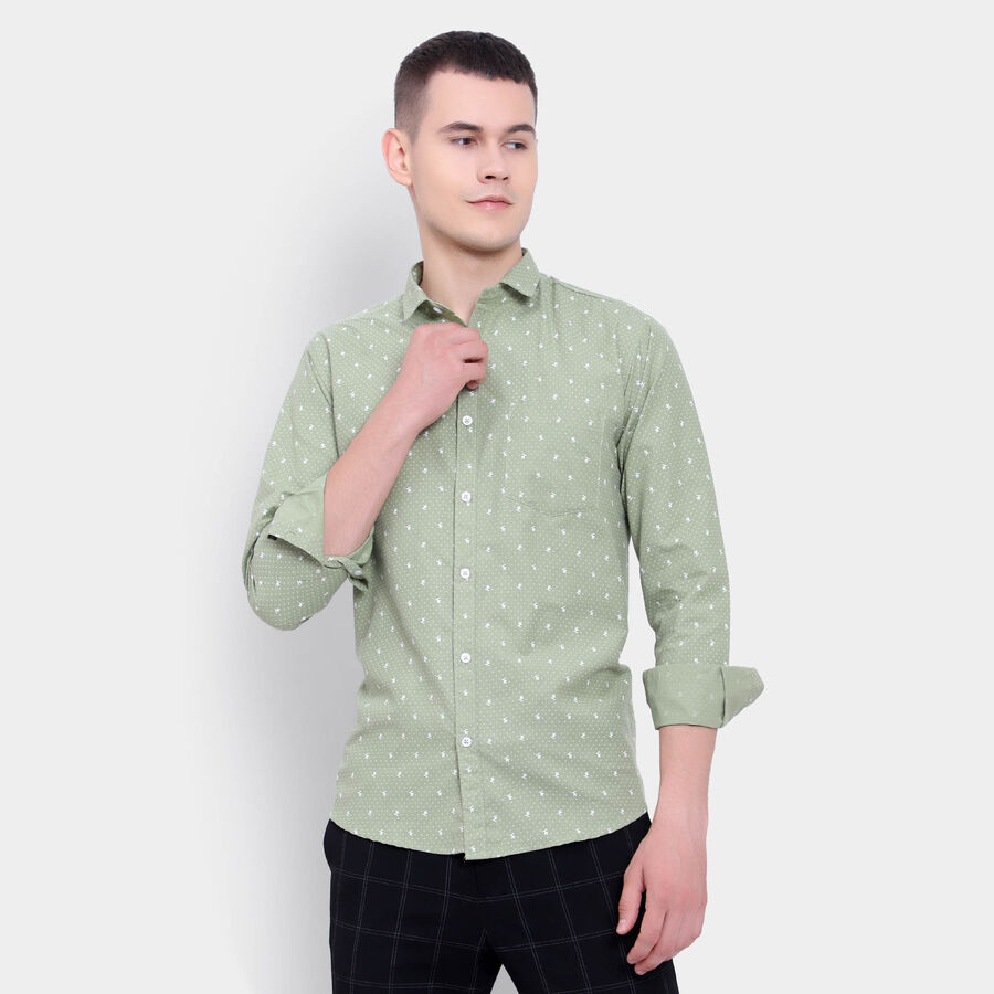 Printed Casual Shirt, Light Green, large image number null