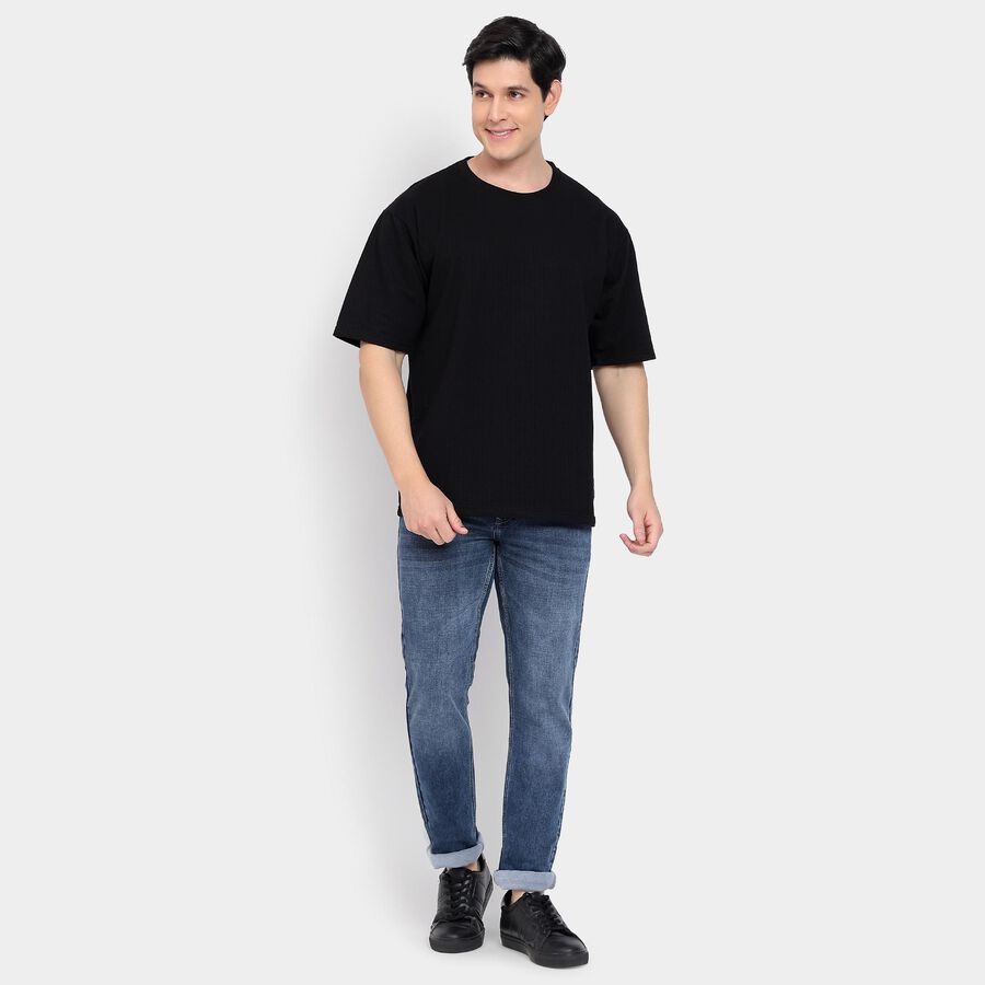 Men's Round Neck Half Sleeves T-Shirt, Black, large image number null