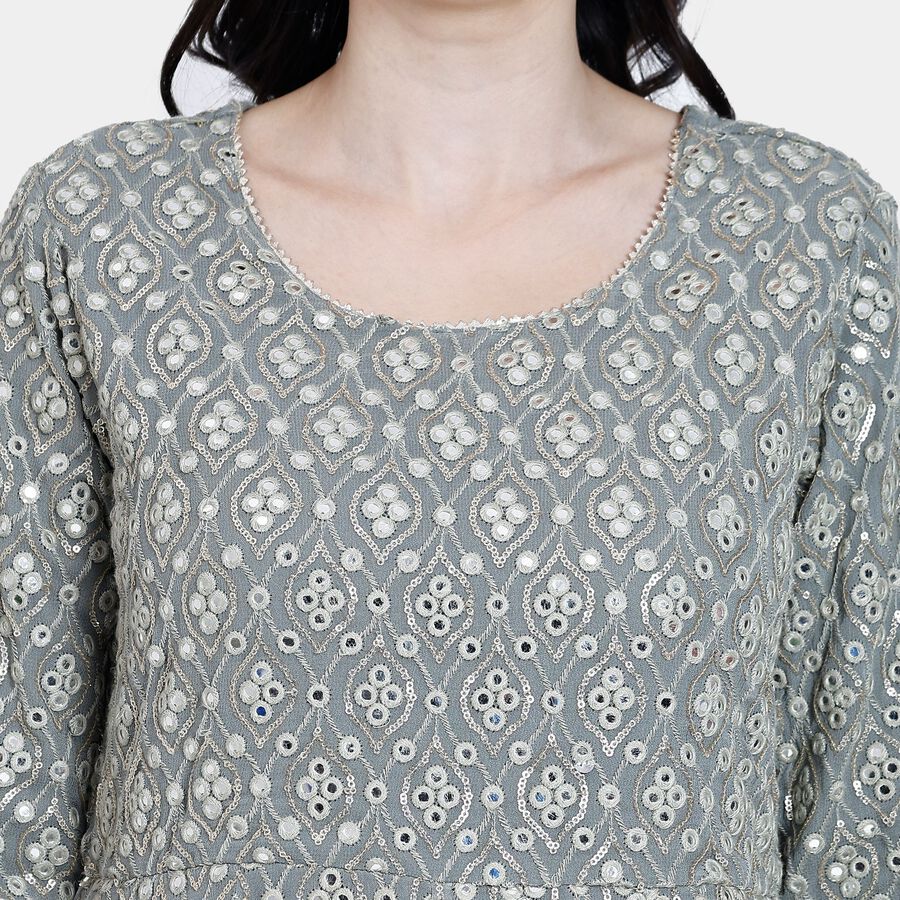 Ladies' Kurta Pyjama Set with Dupatta, हल्का ग्रे, large image number null