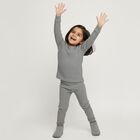 Girls Muted Grey Round Neck Thermal, Melange Mid Grey, small image number null