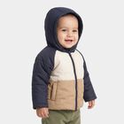 Infants Beige Hooded Puffer Jacket, गहरा पीला, small