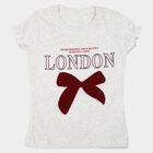 Girls Grey Round Neck Regular T-Shirt, Melange Light Grey, small