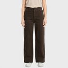 Women's Brown Wide Leg Fit Seam Detail Jeans, Brown, small