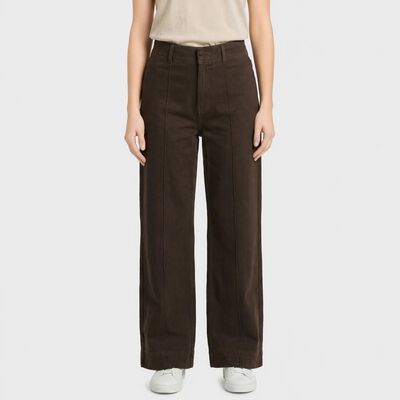 Women's Brown Wide Leg Fit Seam Detail Jeans