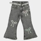 Girls Grey Flared Fit Sequin Applique Jeans, Light Grey, small