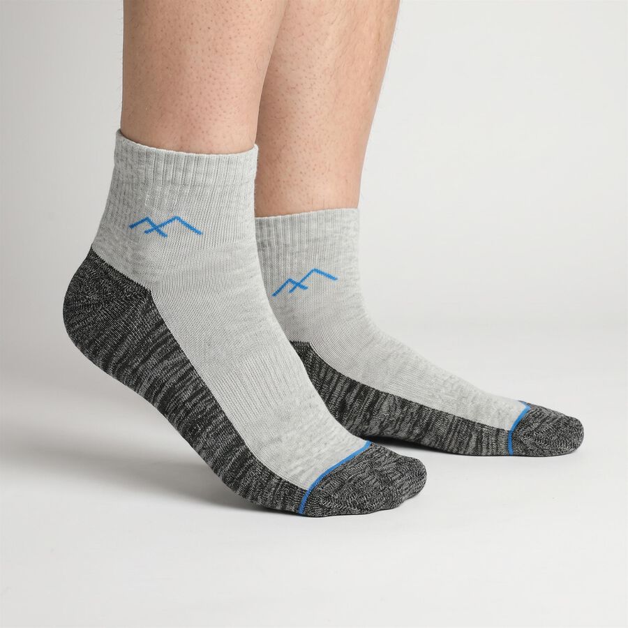 Men's Ankle Length Pack of 3 Socks ( Grey, Black, White ), Black, large