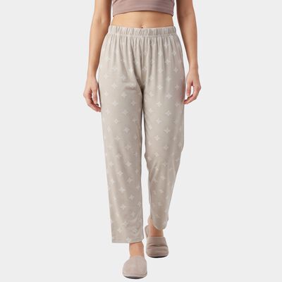 Women's Grey Straight Fit Geometric Printed Pyjama