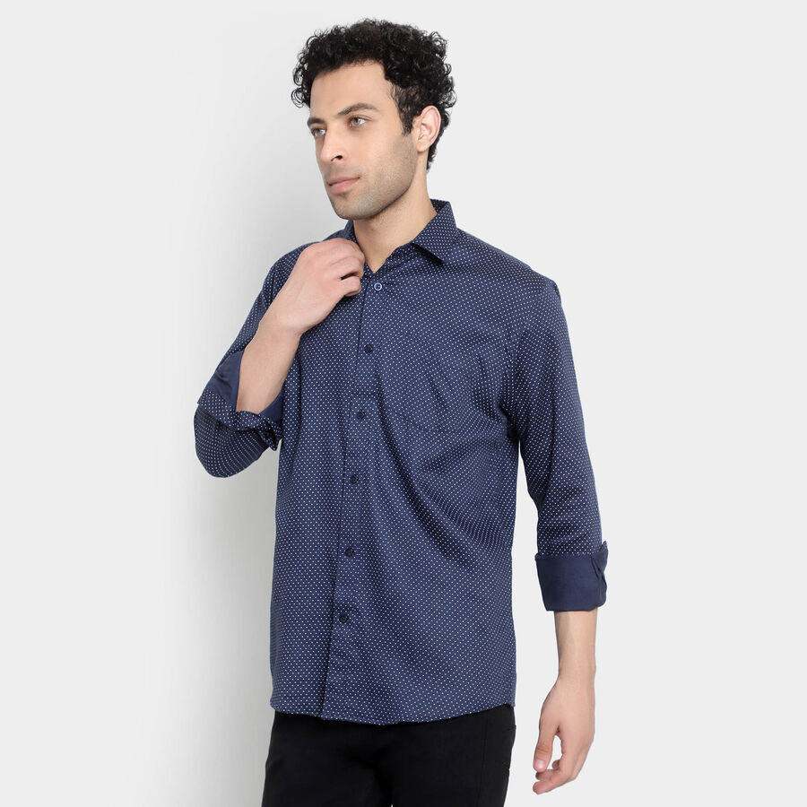 Printed Formal Shirt, Navy Blue, large image number null