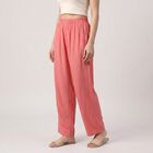 Women's Pink Regular Fit Elastic Waist Palazzos, गुलाबी, small