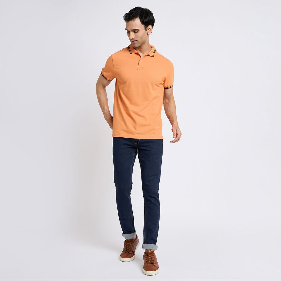 Men's Collared Half Sleeves T-Shirt, Orange, large image number null
