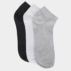 Men's Ankle Length Socks Pack of 3 ( Grey Melange, White, Charcoal ), मिश्रित हल्का ग्रे, small