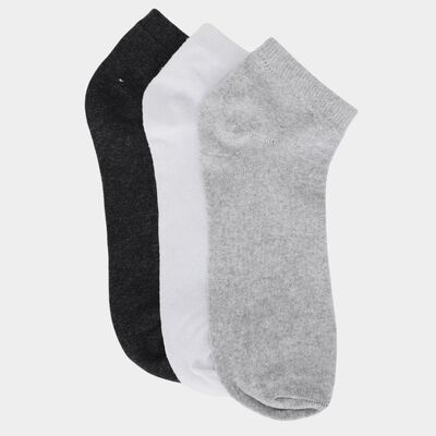 Men's Ankle Length Socks Pack of 3 ( Grey Melange, White, Charcoal )