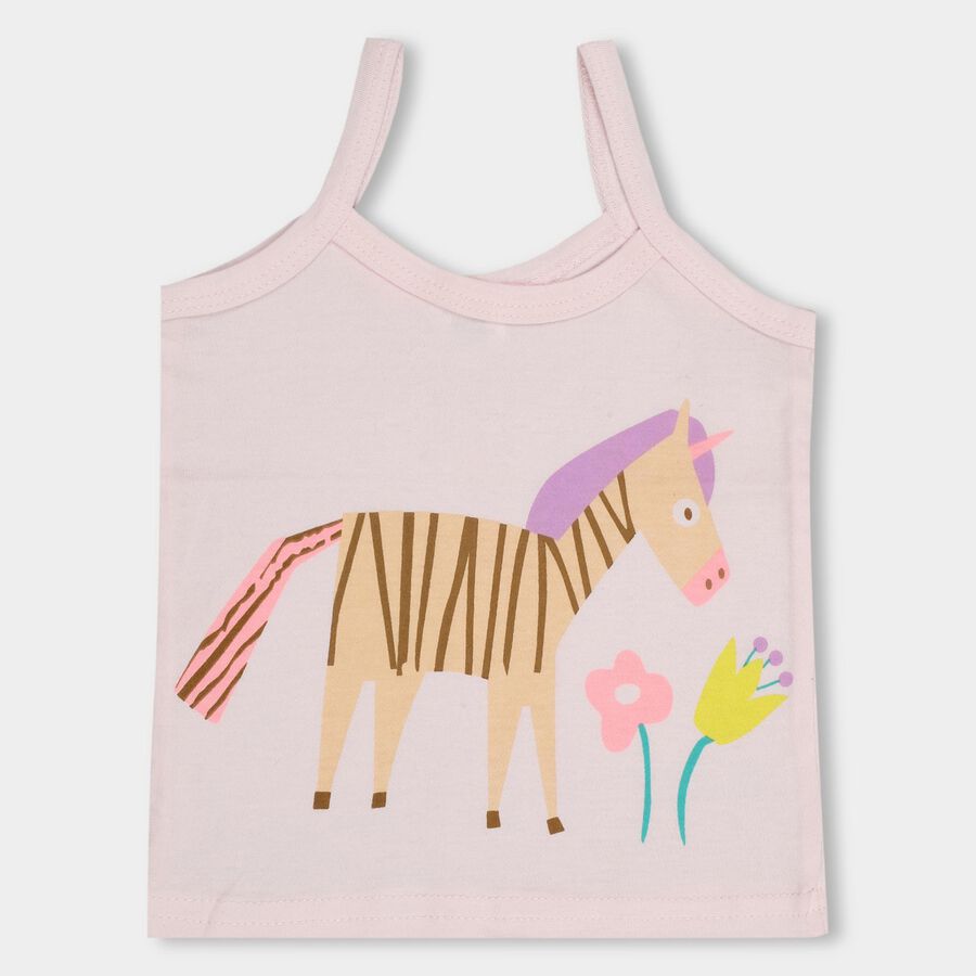 Baby Girl Soft Baby Pink Cotton Round Neck Sleeveless Vest, Light Pink, large image number null