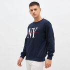 Men's Deep Midnight Navy Blue Crew Neck Casual Sweatshirt, नेवी ब्लू, small image number null