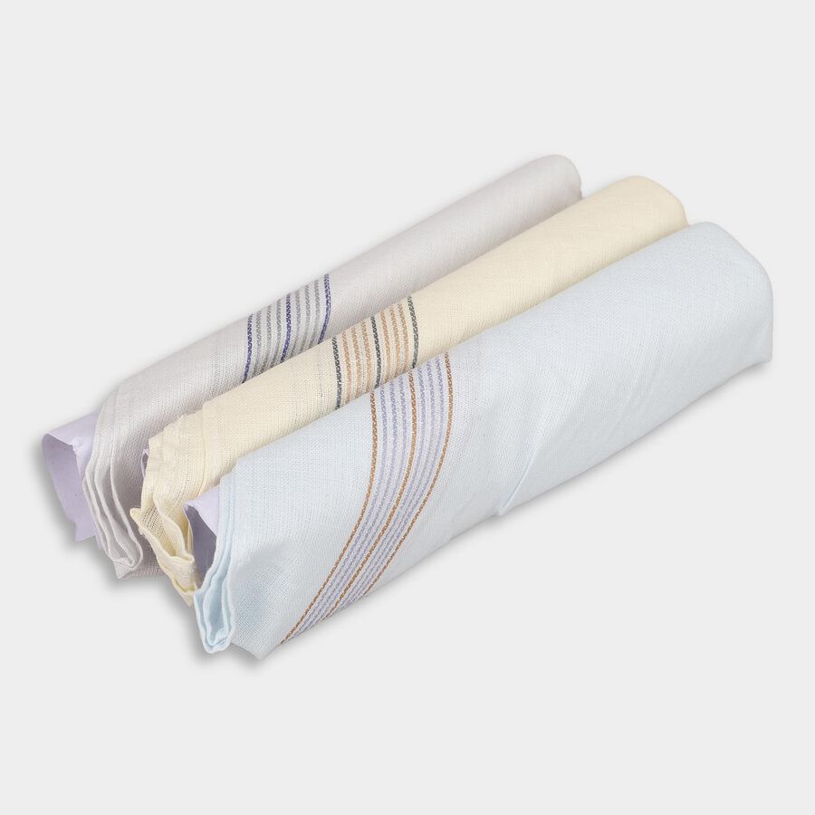 Men's Assorted Colors Striped Pack of 3 Handkerchief, एक्वा, large