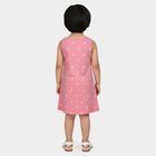 Girls' Pink Heart Printed Sleeveless A-Line Frock, Pink, small