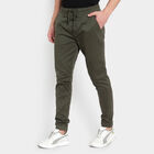 Solid Jogger Slim Fit Casual Trousers, Olive, small image number null