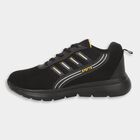 Men's Jet Black Lace-Up Sports Shoes, काला, small