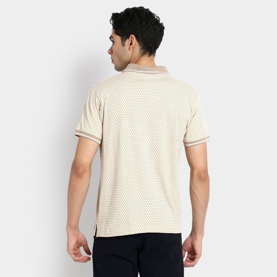 Men's 100% Cotton Collared Half Sleeves T-Shirt, Ecru Melange, large image number null