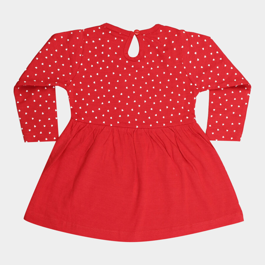 Infants Cotton Frock, Red, large image number null