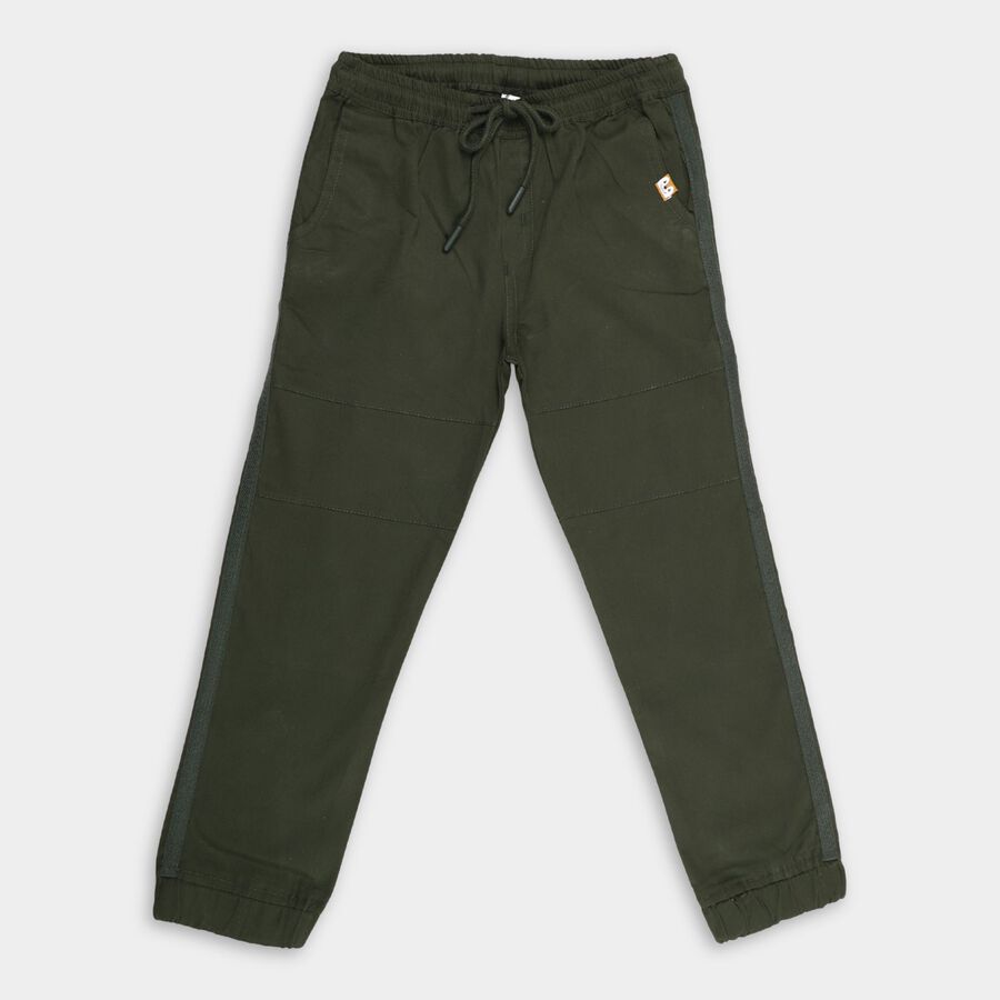 Boys' 100% Cotton Trousers, Olive, large image number null
