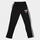 Boys' Black Straight Fit Side Stripe Printed Cotton Blend Pyjama, काला, small