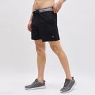Men's Black Relaxed Fit Elastic Waist Bermuda Shorts, Black, small