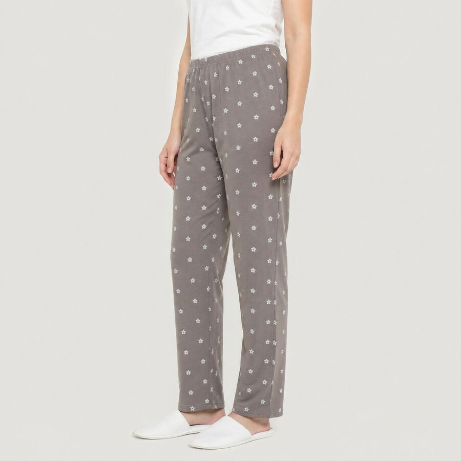 Women's Grey Straight Fit Solid Elastic Waist Pyjama, हल्का ग्रे, large