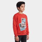 Boys' Red Crew Neck Graphic Print Sweatshirt, Red, small