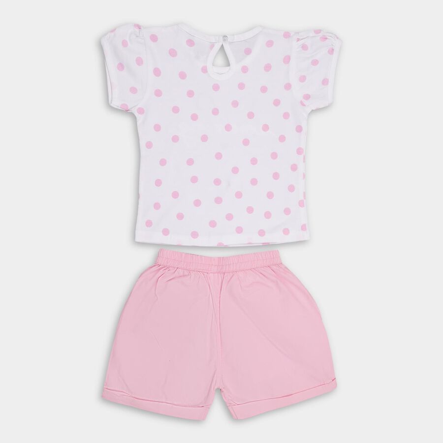 Girls' 100% Cotton Short Set , गुलाबी, large