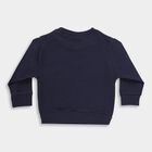 Infants' Deep Midnight Navy Blue Cotton Crew Neck Casual Sweatshirt, नेवी ब्लू, small image number null