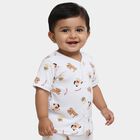 Infants' White Cotton V-Neck Casual T-Shirt, White, small