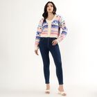 Women's Off-White V-Neck Casual Cardigan, Off White, small