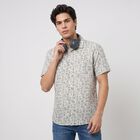 Men's Charcoal Cotton Floral Regular Fit Casual Shirt, चारकोल, small