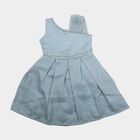 Girls' Light Blue Fit and Flare One Shoulder Embellished Frock, हल्का नीला, small