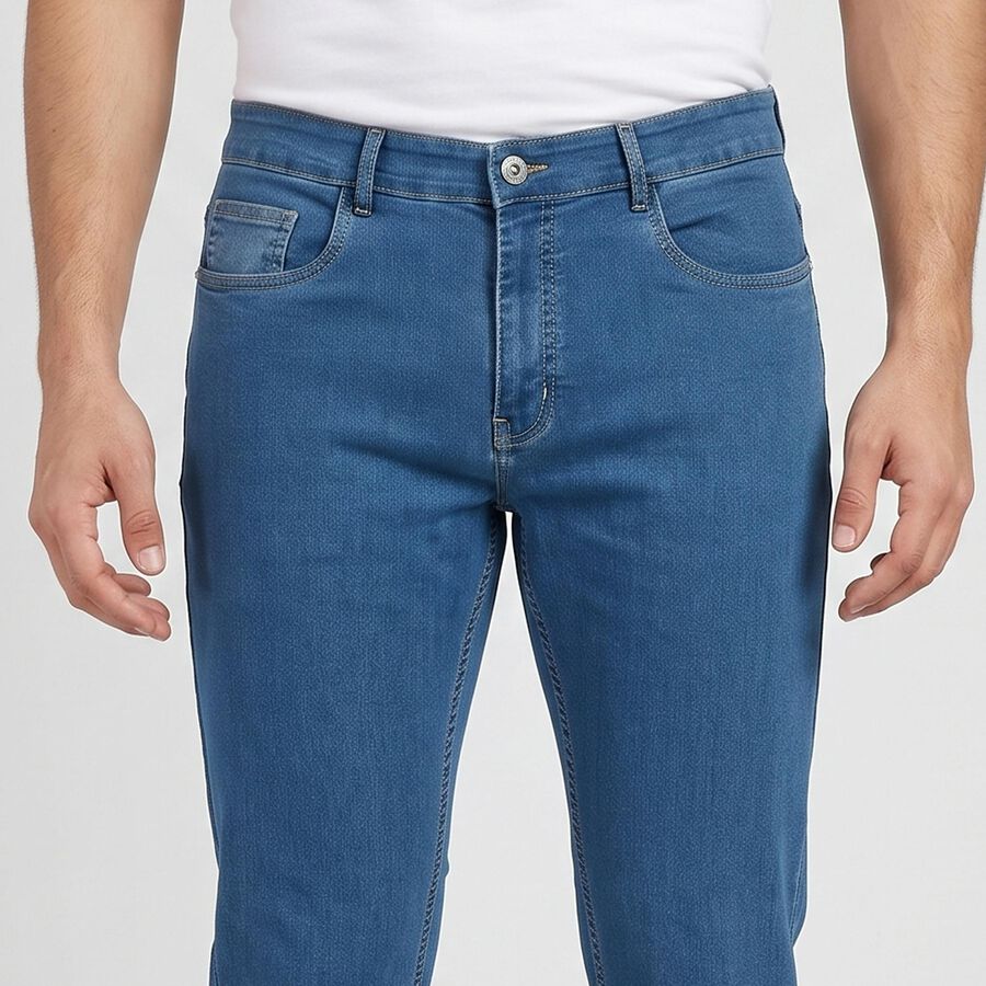 Men's Light Blue Slim Fit Washed Jeans, हल्का नीला, large