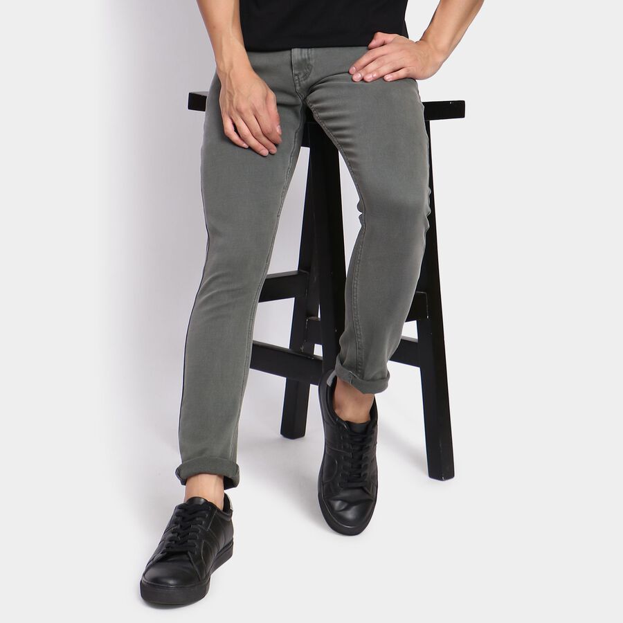 Men's Slim Fit Casual Trousers, ओलिव, large image number null