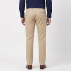 Men's Beige Flat-Front Trousers, गहरा पीला, small