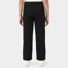Girls Black Straight Fit Embroidered Jeans, काला, small