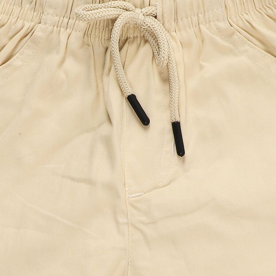 Boys Light Beige Cotton Jogger Trousers, Beige, large