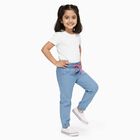 Girls' Light Blue Elastic Waist Bow Detail Jeans, Light Blue, small