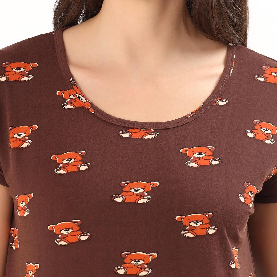 Women's Soft Lavender Sleeveless Minimalist Nighty, भूरा, large