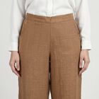 Women's Beige Regular Fit Solid Trousers, गहरा पीला, small